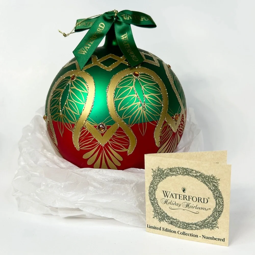 WATERFORD Holiday Heirlooms Peacock Grande/Matte Globe Ornament Ltd Edi' 124808